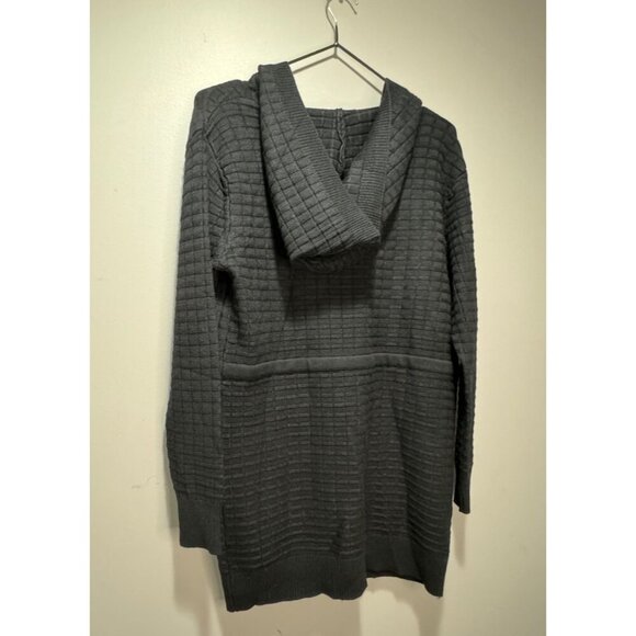 S.CHRISTINA Cashmere Black Long Hooded Cardigan Sweater Womens Size S/M Textured - Picture 2 of 4